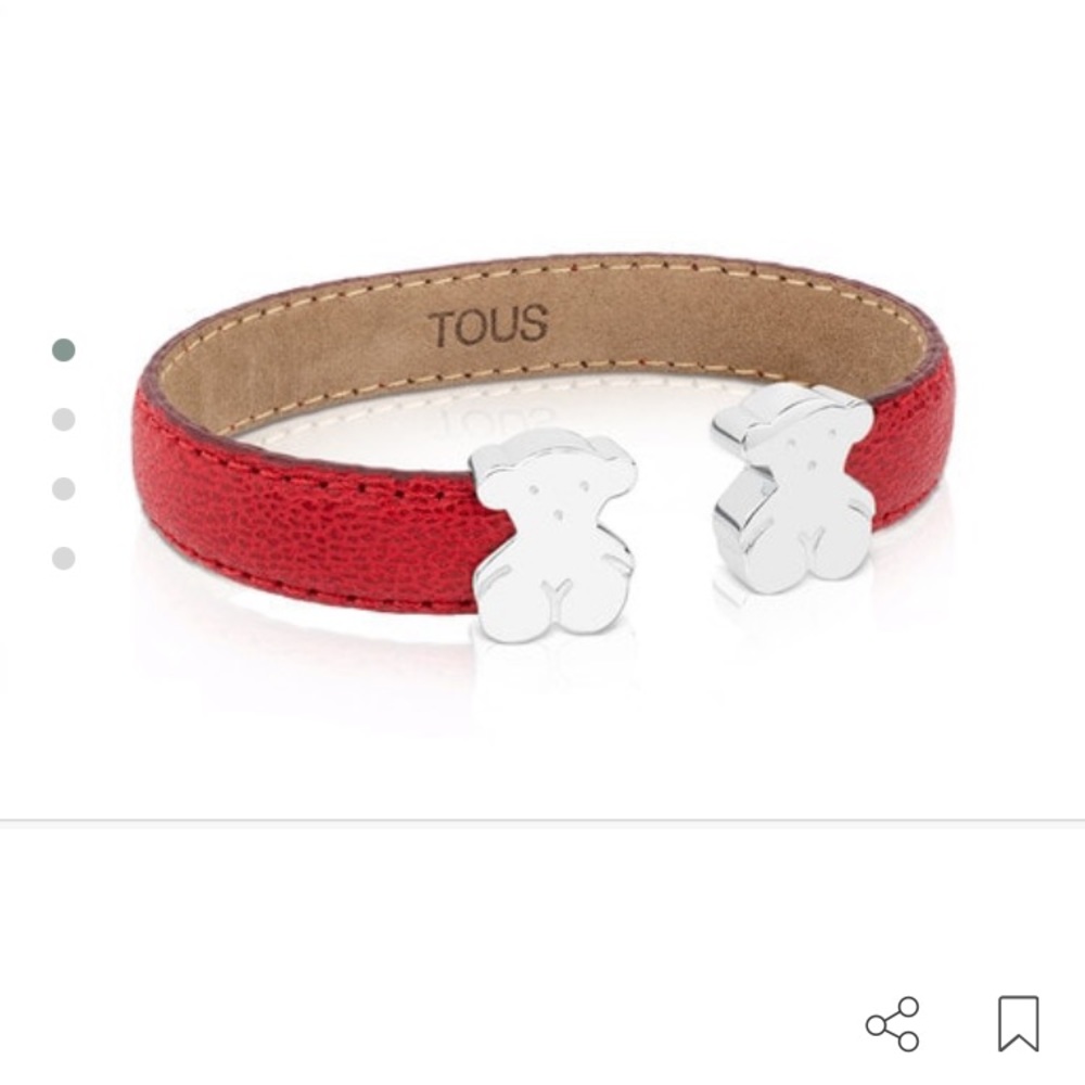 TOUS Sweet Dolls bangle in sterling silver and red leather.